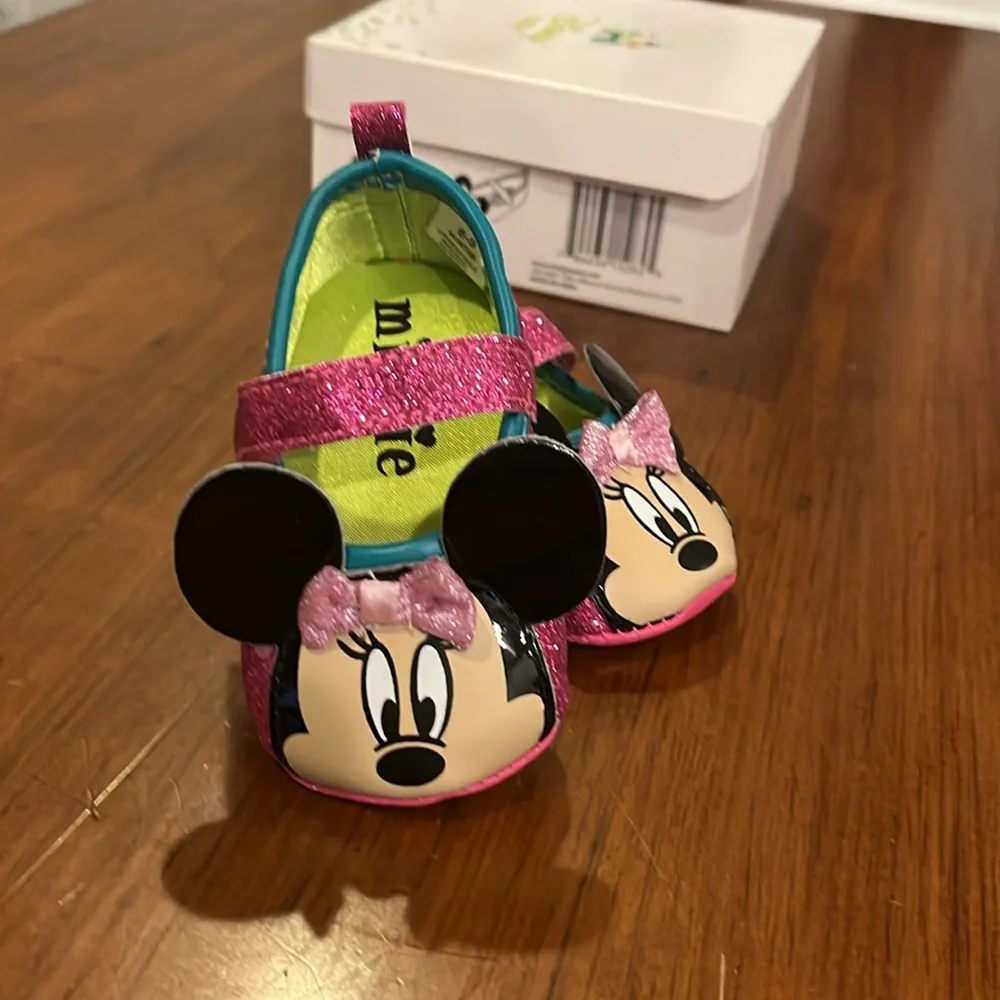 Minnie Mouse Disney Maryjane Crib Shoes Infant Baby Girl 6-9 Months mo pink new